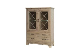 Bahut haut vitrine avec éclairage NEPAL