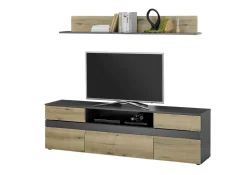 Banc TV avec étagère murale CORK