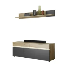 Banc TV avec étagère murale DUBLIN