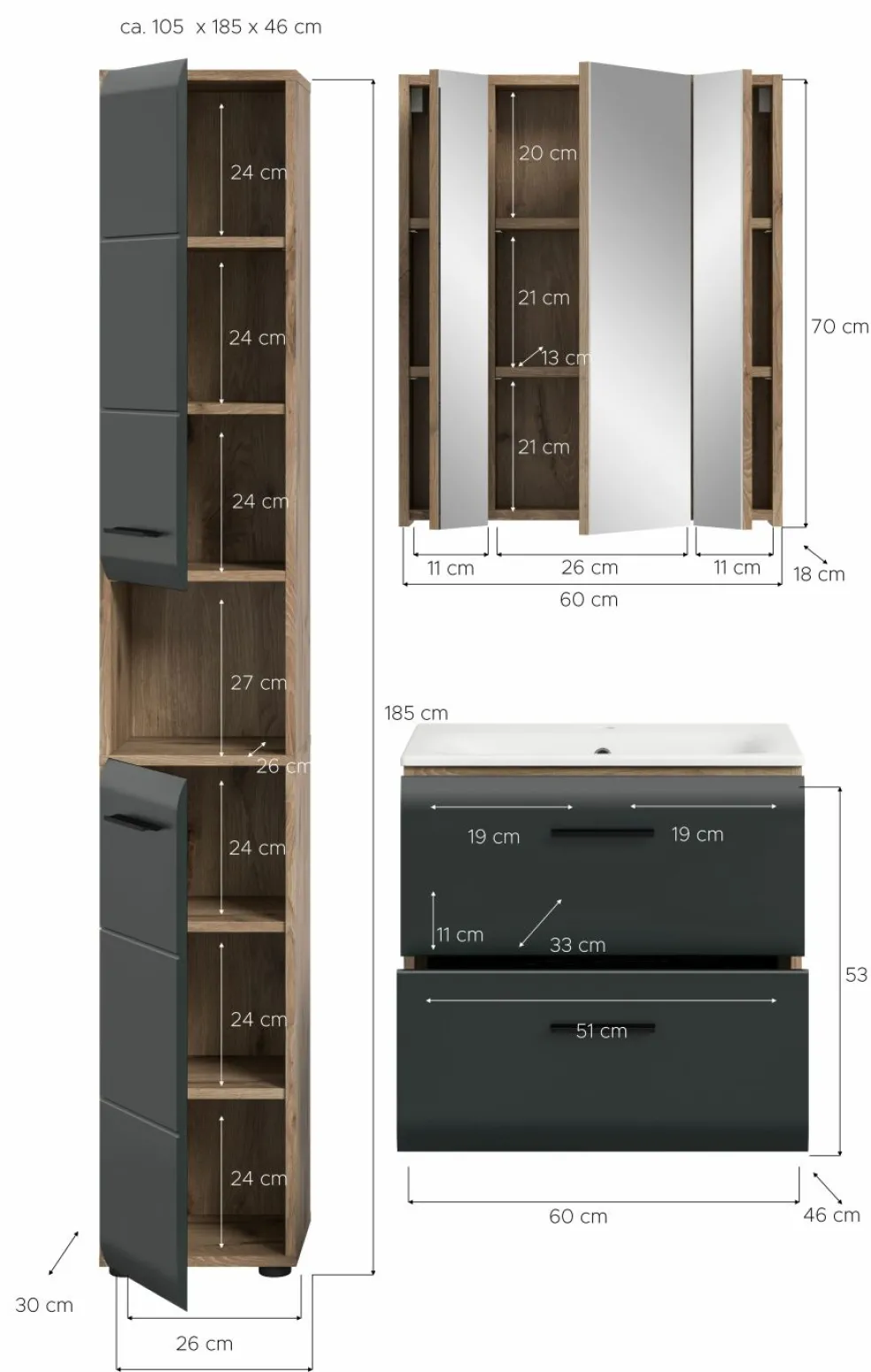 Ensemble salle de bains 3 éléments BONGA