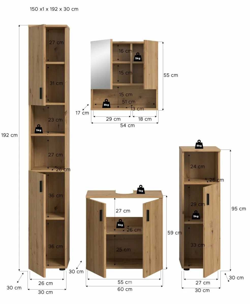 Ensemble salle de bains 4 éléments MONE