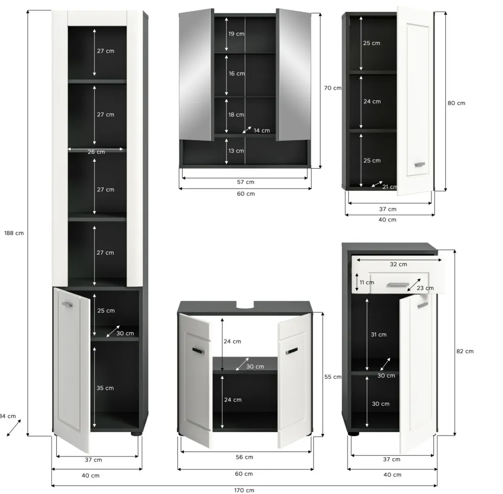 Ensemble salle de bains 5 éléments SODDO