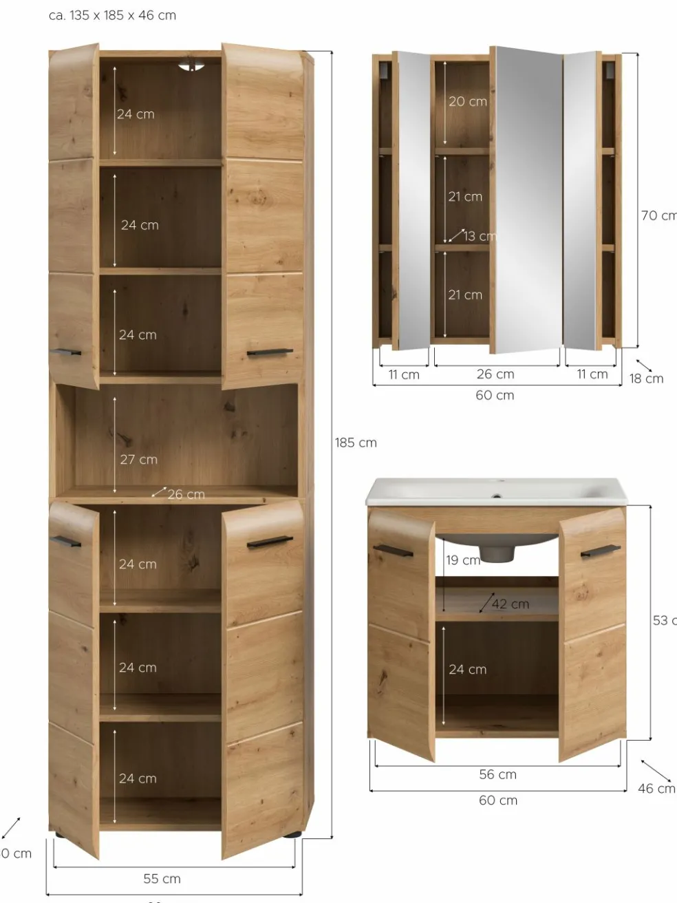 Ensemble salle de bains 3 éléments BONGA