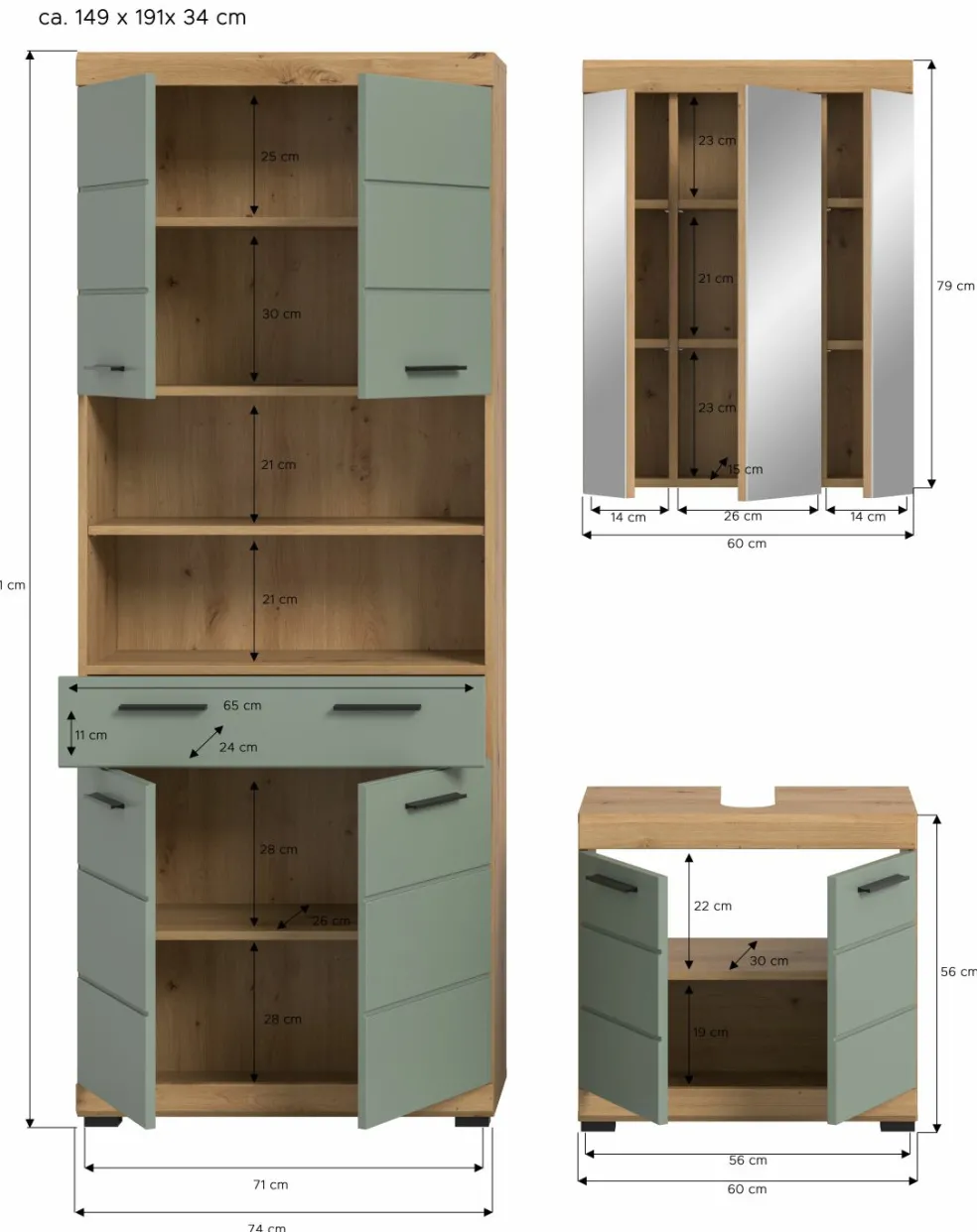 Ensemble salle de bains 3 éléments SEWULA