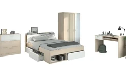Lit 140 cm avec rangement, armoire, bureau et commode MOST 75
