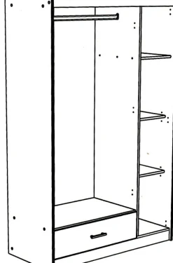 Lit 140 cm avec rangement, armoire, bureau et commode MOST 75