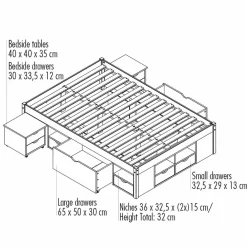 Lit avec chevet escamotable et rangements TILL