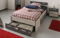 Lit d'ado 90 x 200 cm avec chevet FABRIC 3