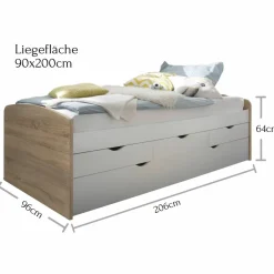 Lit gigogne avec rangement 90 x 200 cm NESSI