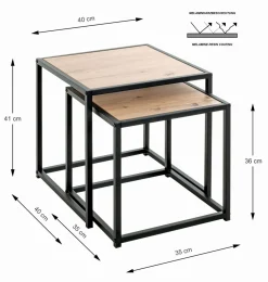 Lot de 2 tables gigognes CARTAGO