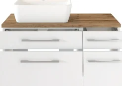 Meuble sous vasque 90 avec vasque à poser à gauche DAVOS