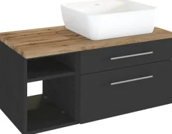 Meuble sous vasque 90 avec vasque à poser à droite DAVOS