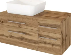 Meuble sous vasque 90 avec vasque à poser à gauche DAVOS