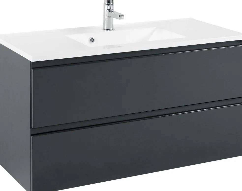 Meuble sous vasque 100 avec vasque en fonte minérale CARDIFF