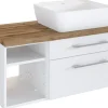 Meuble sous vasque 90 avec vasque à poser à droite DAVOS