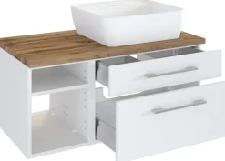 Meuble sous vasque 90 avec vasque à poser à droite DAVOS