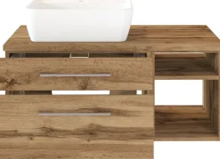 Meuble sous vasque 90 avec vasque à poser à gauche DAVOS