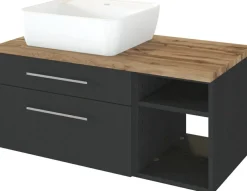 Meuble sous vasque 90 avec vasque à poser à gauche DAVOS