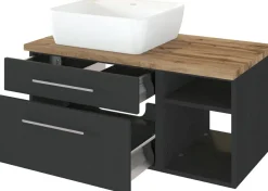 Meuble sous vasque 90 avec vasque à poser à gauche DAVOS