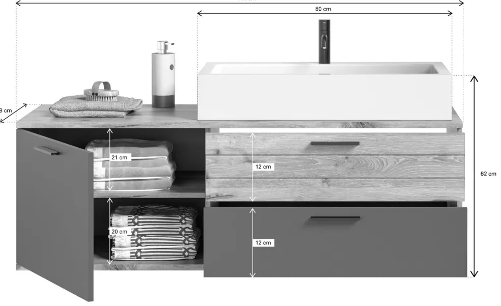 Meuble sous vasque avec vasque AGARO