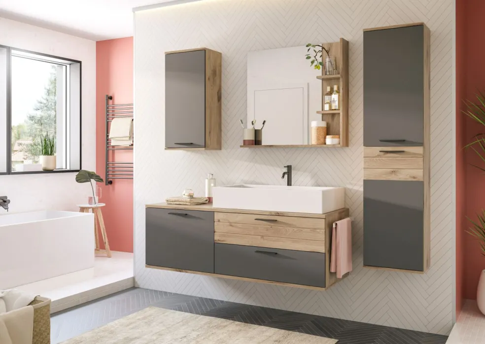 Meuble sous vasque avec vasque AGARO