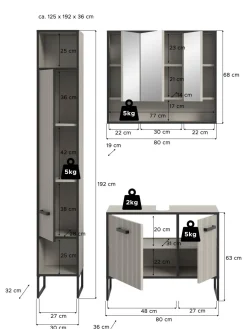 Salle de bains combinée 3 éléments BAGNO