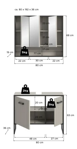 Salle de bains combinée 2 éléments BAGNO
