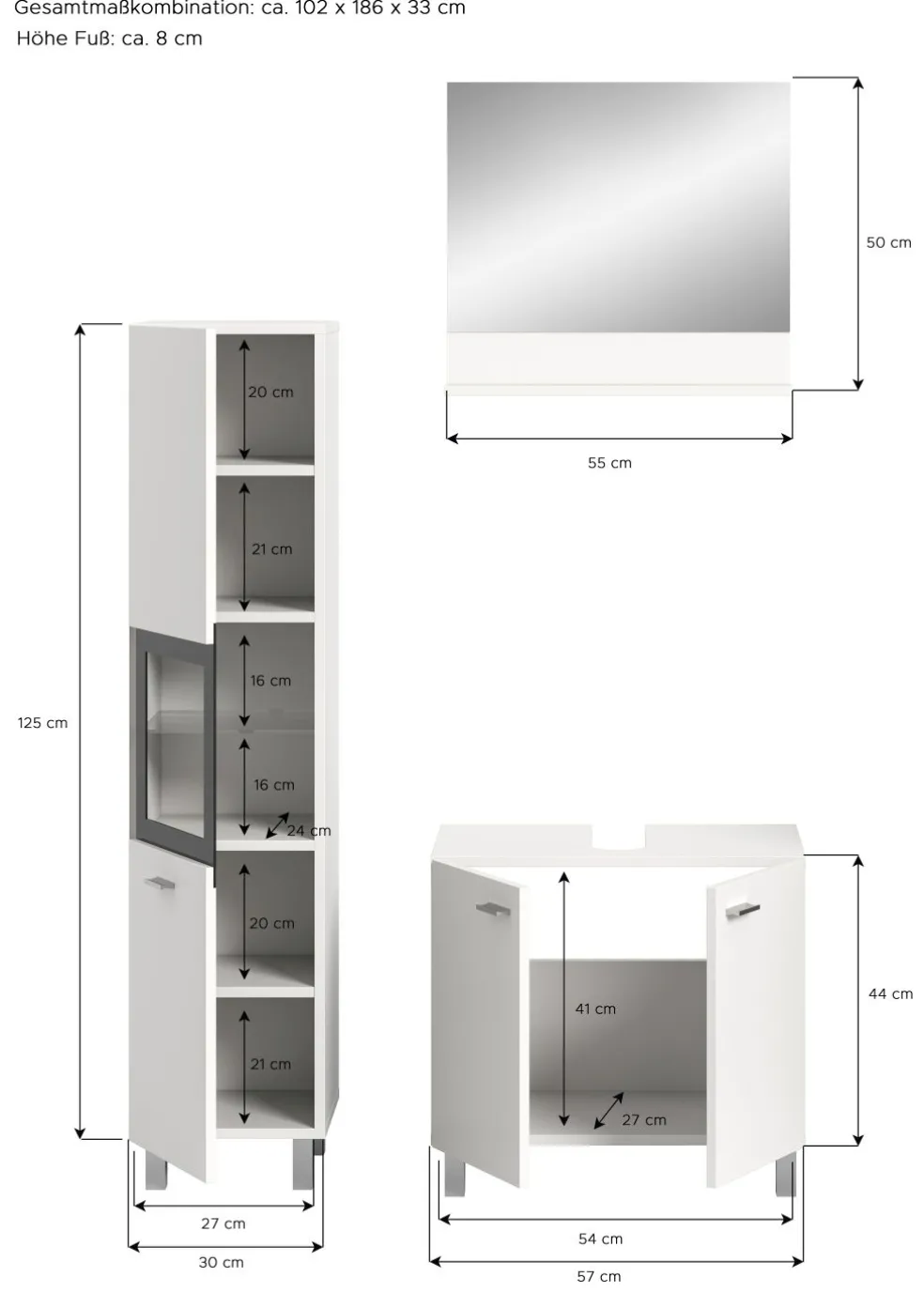 Salle de bains combinée 3 éléments SEBETA