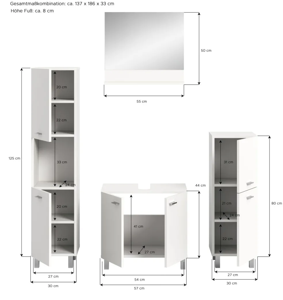 Salle de bains combinée 4 éléments SEBETA
