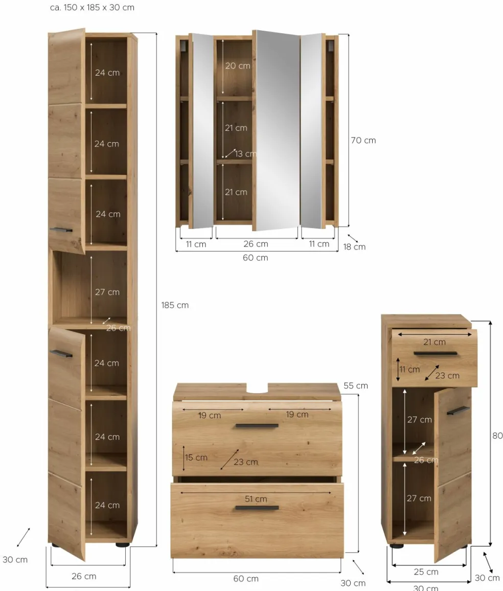 Salle de bains combinée 4 éléments BONGA
