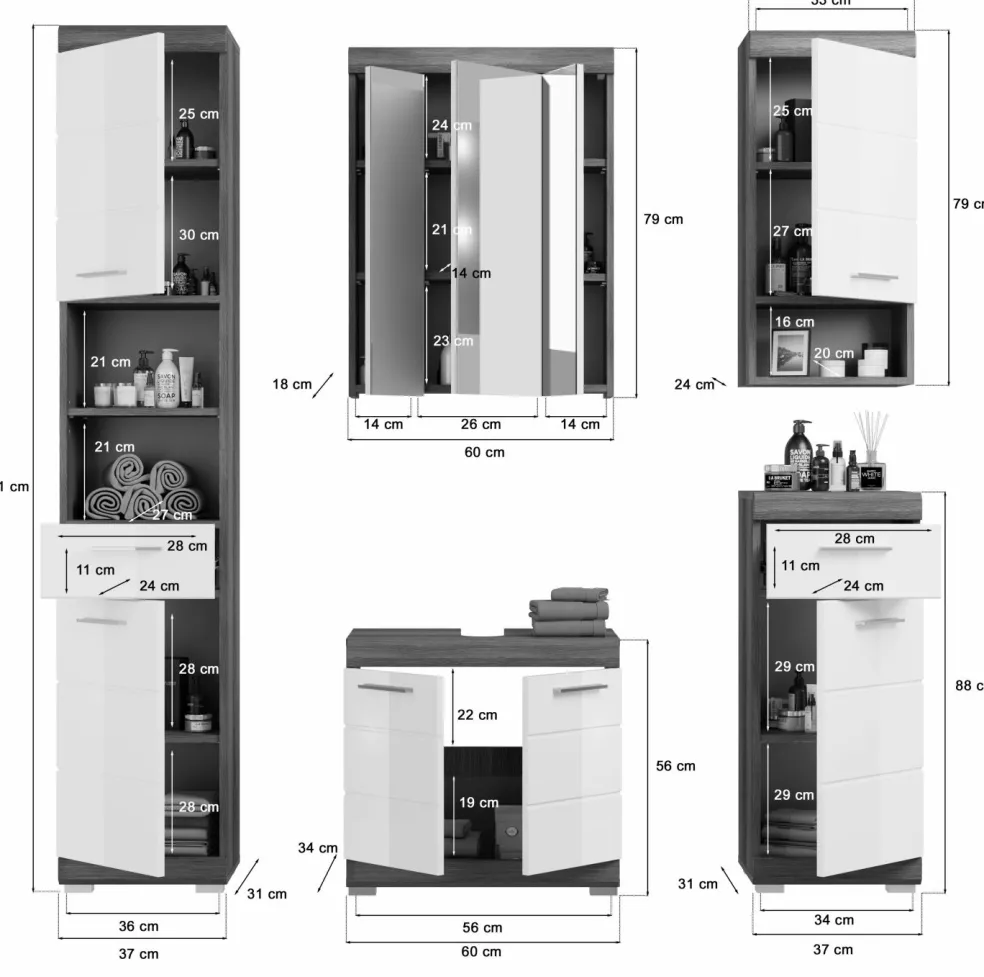 Salle de bains combinée 5 éléments SEWULA