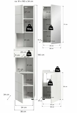 Salle de bains combinée 3 éléments AMBO