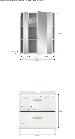 Salle de bains combinée 2 éléments BONGA