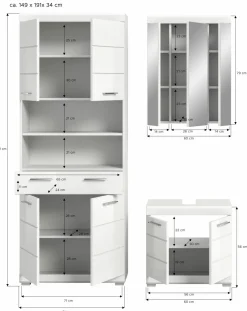 Salle de bains combinée 3 éléments SEWULA