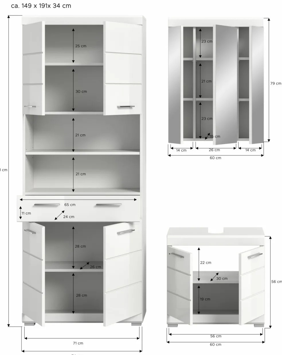 Salle de bains combinée 3 éléments SEWULA