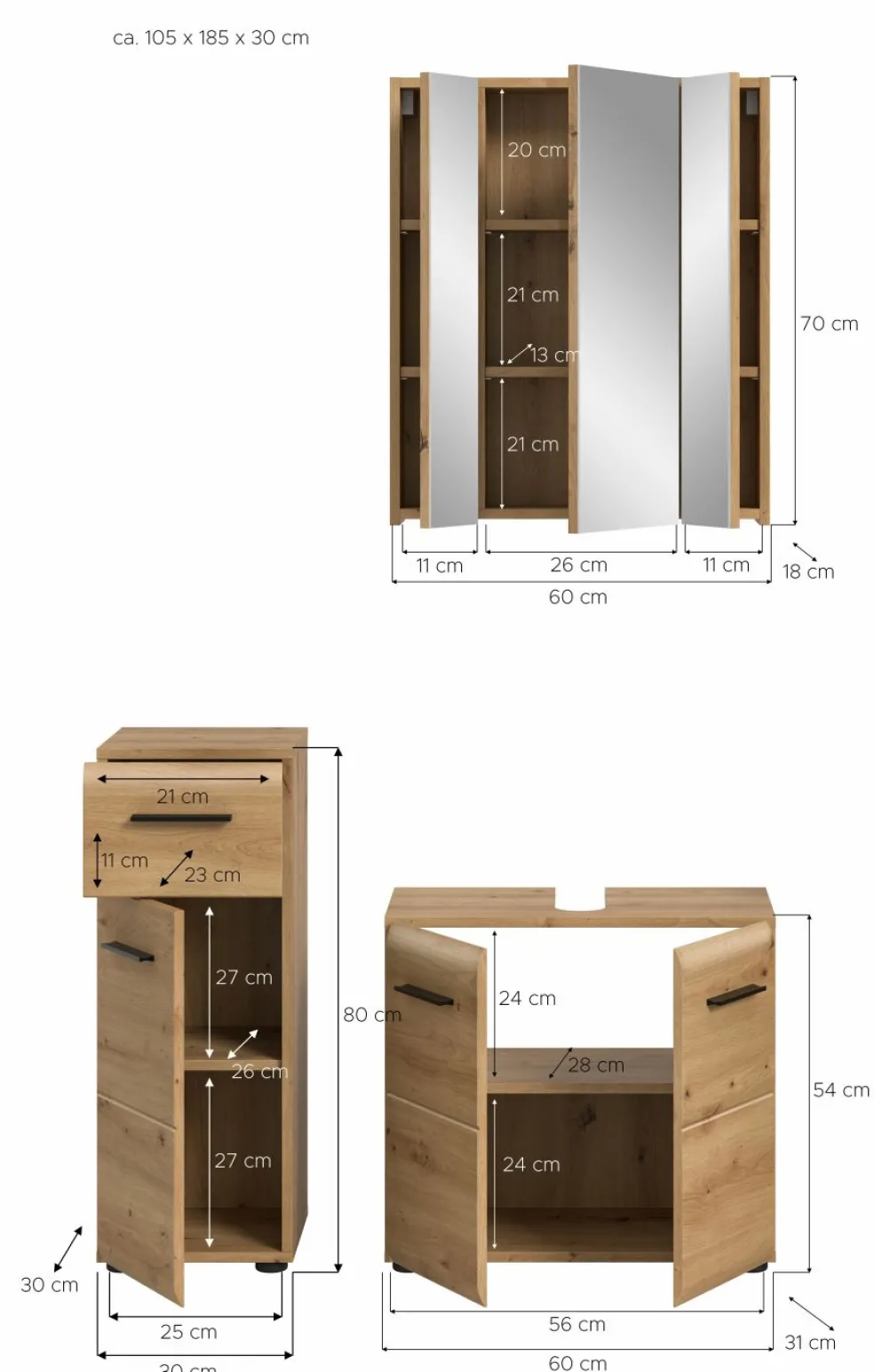 Salle de bains combinée 3 éléments BONGA