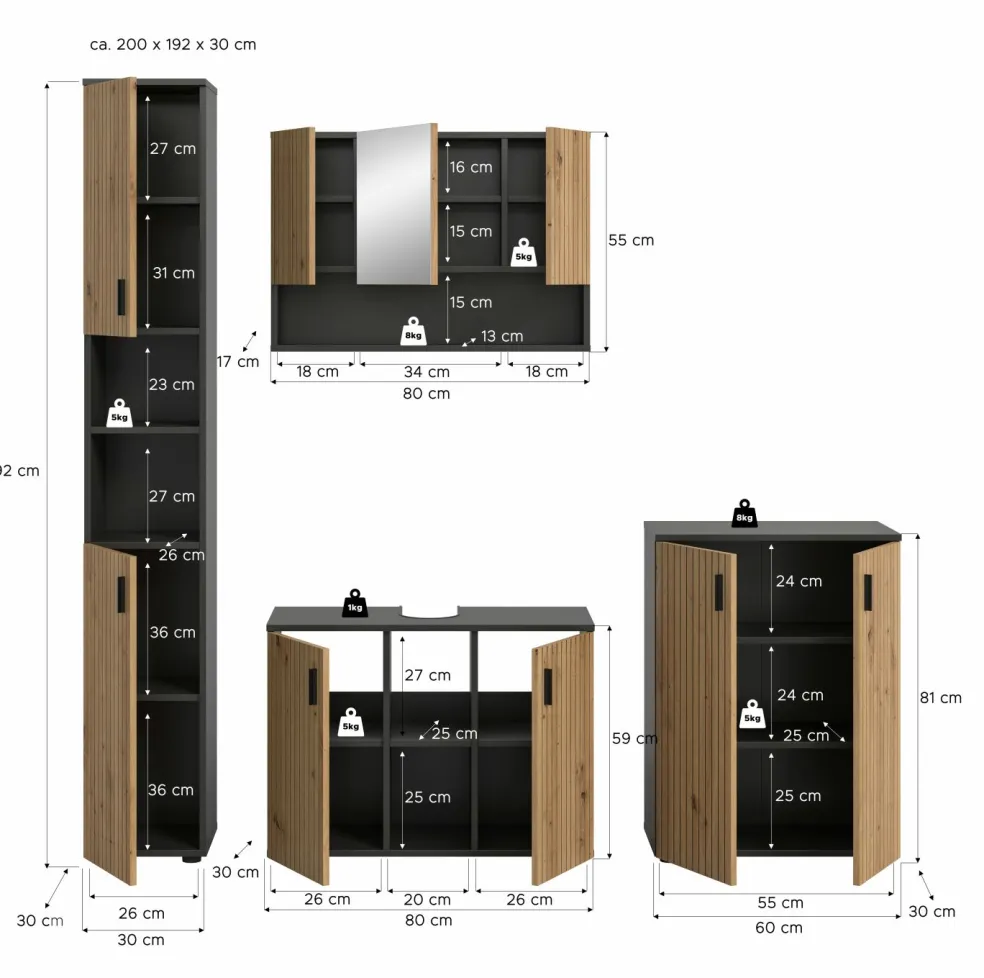 Salle de bains combinée 4 éléments MONE