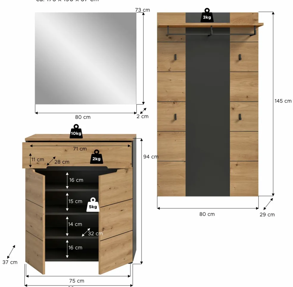 Vestiaire combiné 3 éléments GOBA