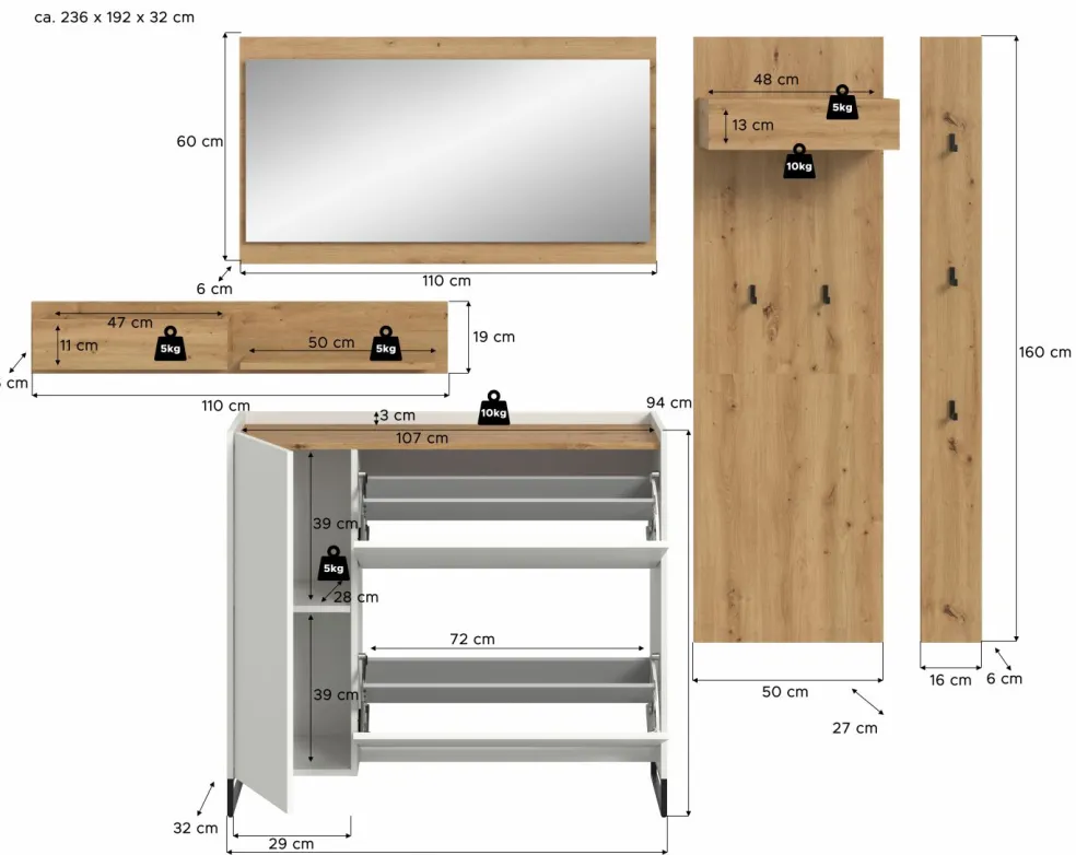 Vestiaire combiné 5 éléments DRIVE