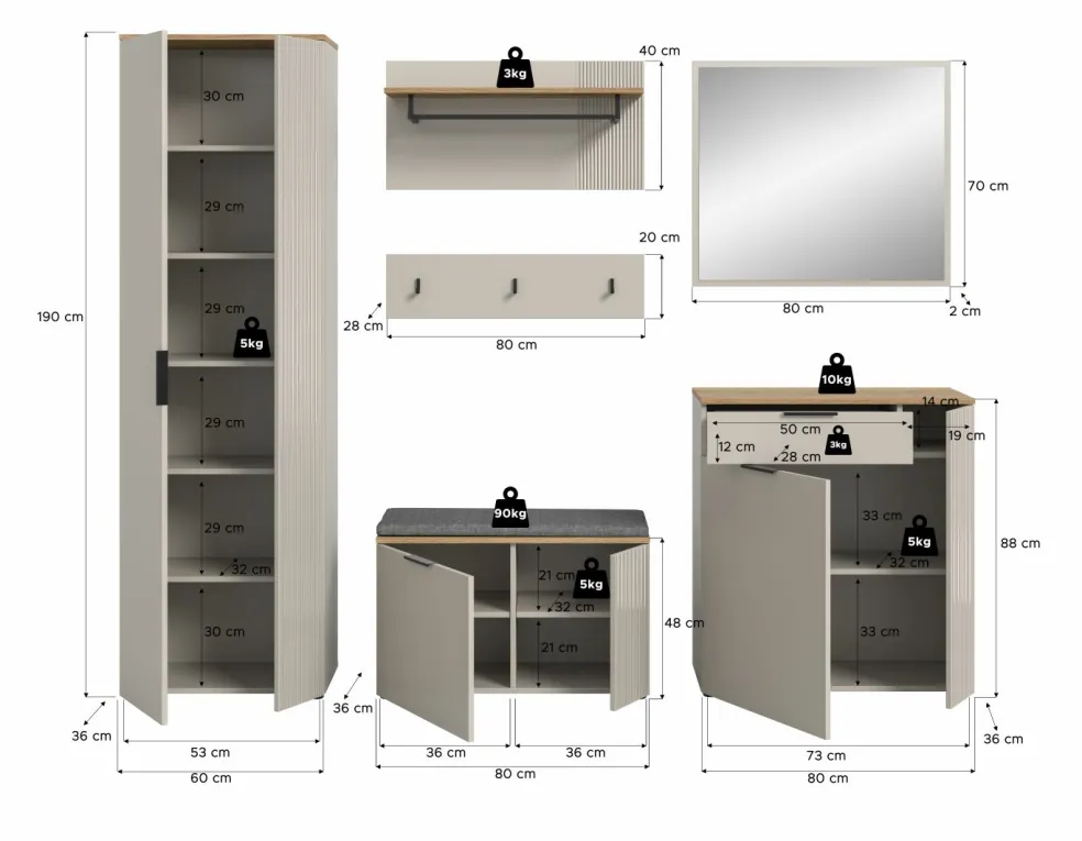Vestiaire combiné 7 éléments SLIDE