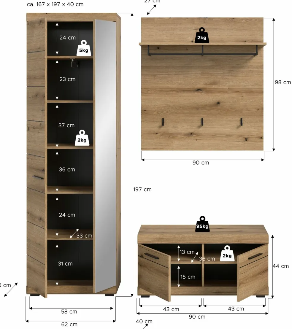 Vestiaire combiné 3 éléments SEWULA
